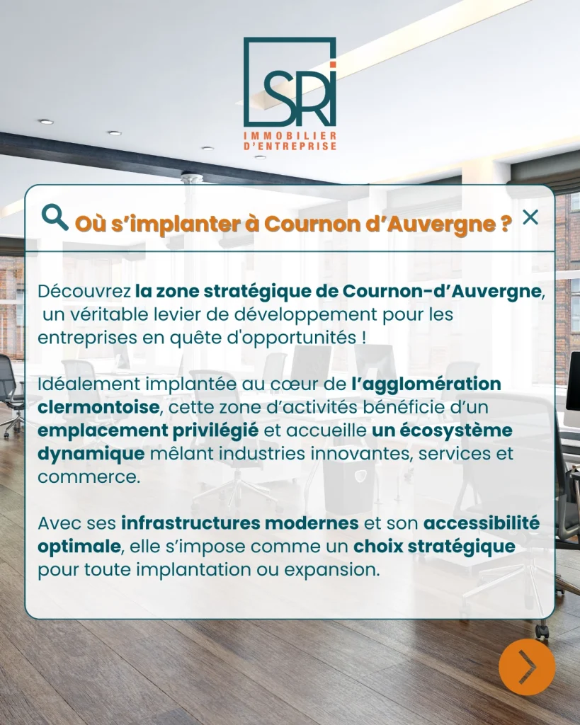 zone activite Cournon Auvergne immobilier entreprise locaux activite bureaux commerces Cournon Clermont implantation entreprise Cournon investissement immobilier