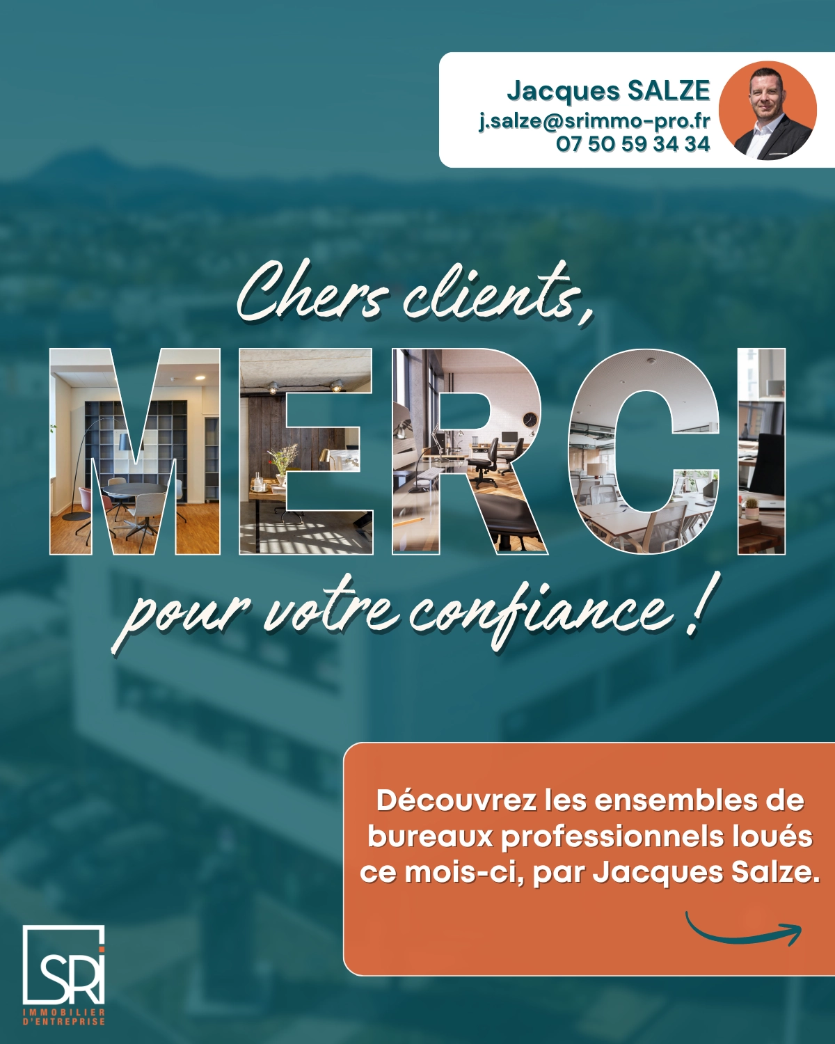 Location de bureaux en immobilier d’entreprise à Clermont-Ferrand par SR Immo Immeubles de bureaux occupés dans le cadre de transactions immobilières professionnelles Implantation d’entreprises en locaux de bureaux dans le Puy-de-Dôme