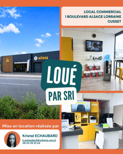 Local commercial loué à Cusset par SR IMMOBILIER
Transaction en immobilier d’entreprise en Auvergne
Implantation commerciale accompagnée par SR IMMOBILIER