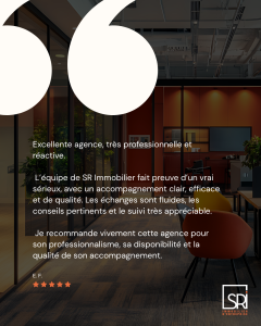 Avis client SR Immobilier en immobilier d'entreprise à Clermont-Ferrand
Accompagnement d'un professionnel par SR Immobilier
Témoignage client sur une transaction immobilière professionnelle
