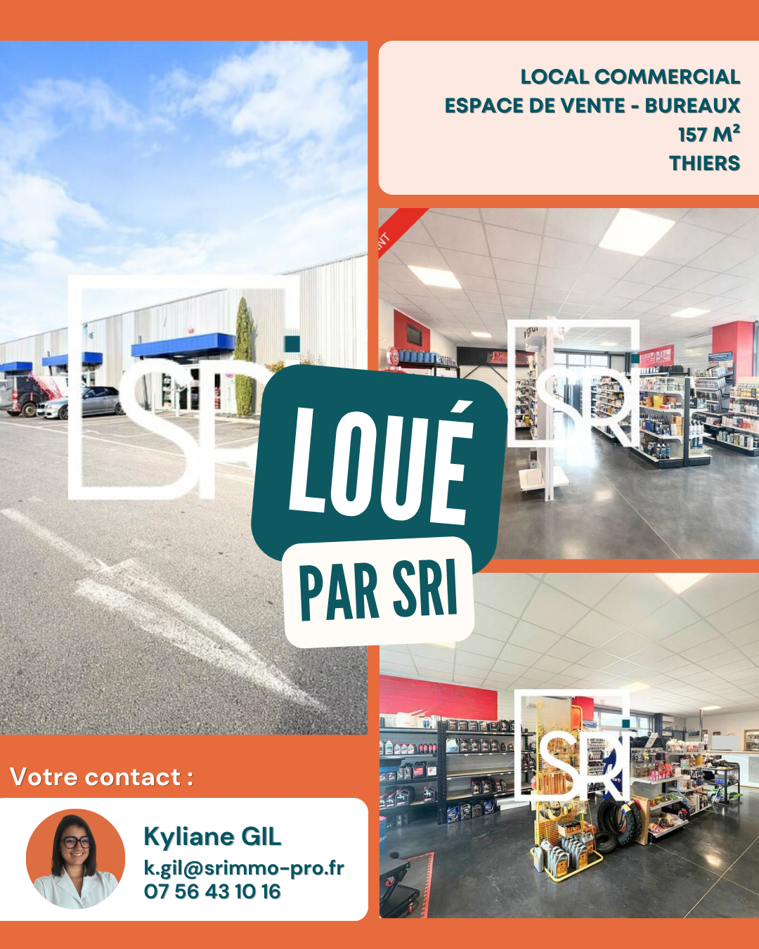 Local commercial de 157 m² désormais loué à Thiers Implantation d’une nouvelle activité dans une zone commerciale de Thiers Opération immobilière professionnelle accompagnée par SR Immobilier à Thiers