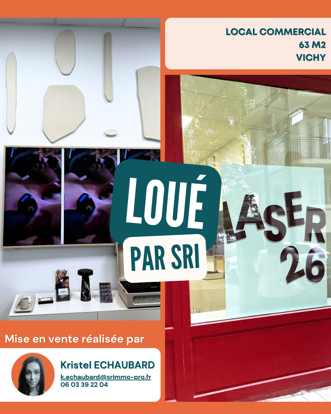 Local professionnel de 63 m² loué à Vichy pour Laser 26 Immobilier d’entreprise à Vichy avec SR IMMOBILIER Nouvelle implantation professionnelle de Laser 26 à Vichy